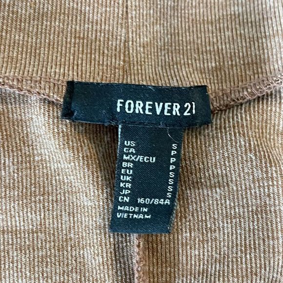 Women Dress Shirt Small Brown Stretch short sleeve Forever 21 Mini Shift - Picture 9 of 10